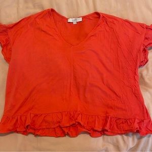 Loft orange ruffle t shirt